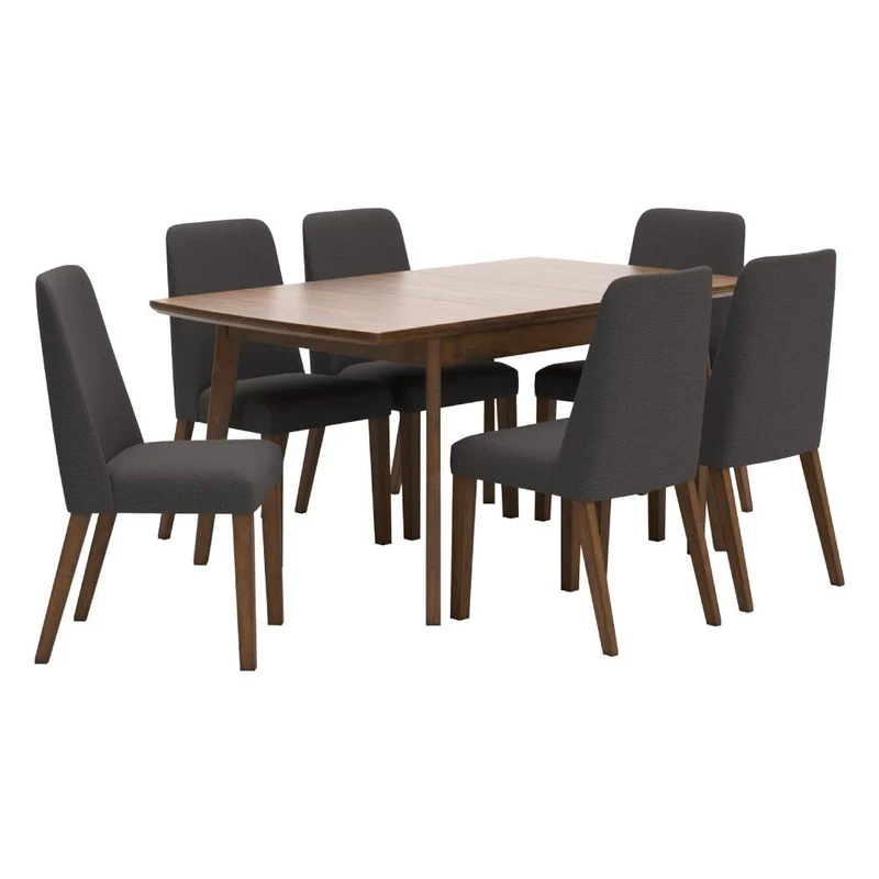 Ensemble de salle à manger avec 6 chaises rembourrées en tissu - Lyncott