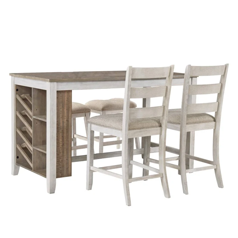 Ensemble de salle à manger style bistro avec 4 tabourets rembourrés - Skempton