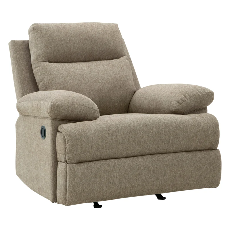 Fauteuil berçant et inclinable en tissu chenille taupe - Side-Swipe