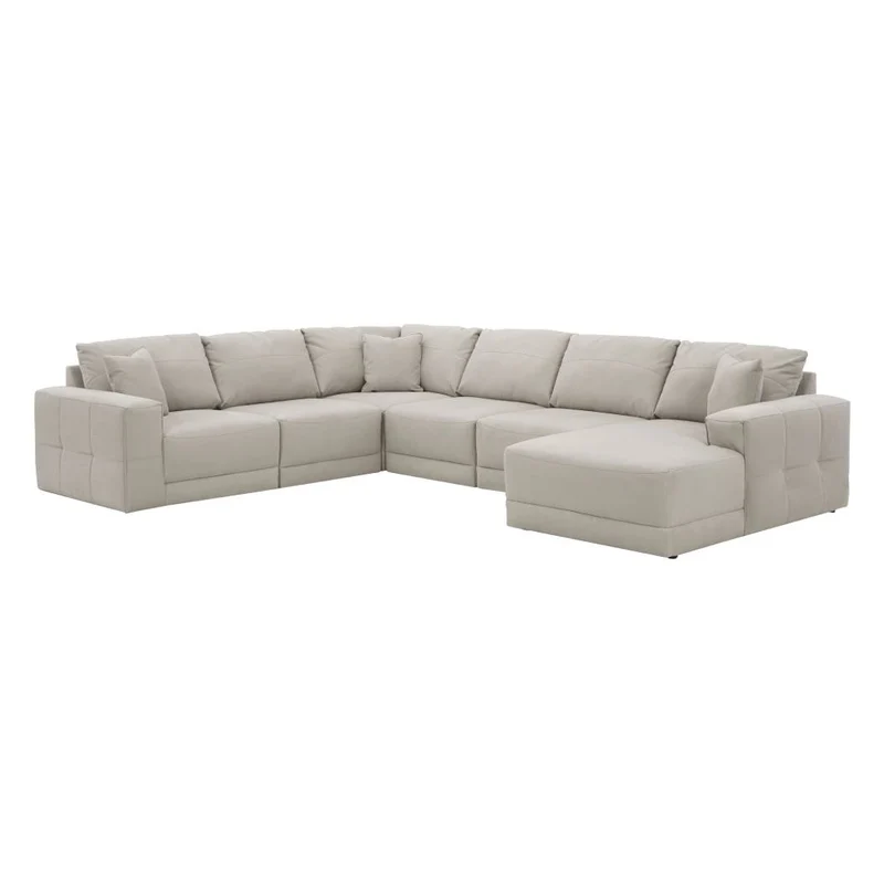 Sectionnel 6 pièces surdimensionné aspect cuir gris avec chaise longue - Next-Gen Gaucho