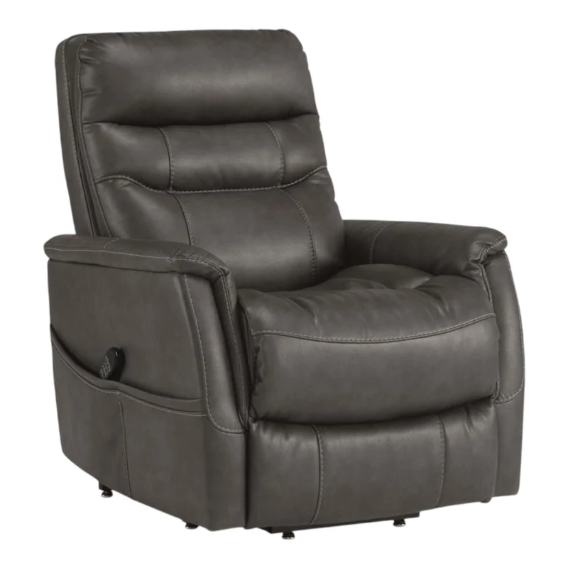 Fauteuil lève-personne inclinable motorisé, chauffant et massant aspect cuir gris foncé - Strawbill