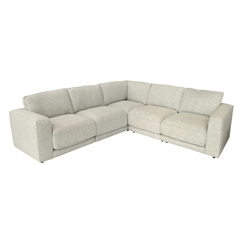 Sectionnel 5 pièces en tissu crème - KF.2801