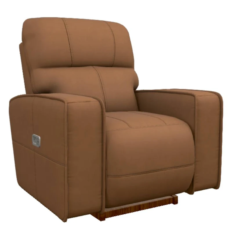 Fauteuil berçant et inclinable motorisé en cuir brun avec port USB intégré - Maddox