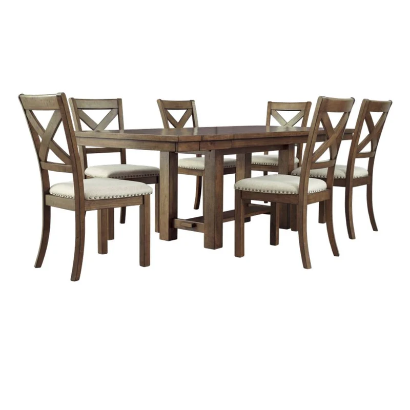 Ensemble de salle à manger avec 6 chaises d'une assise rembourrée - Moriville
