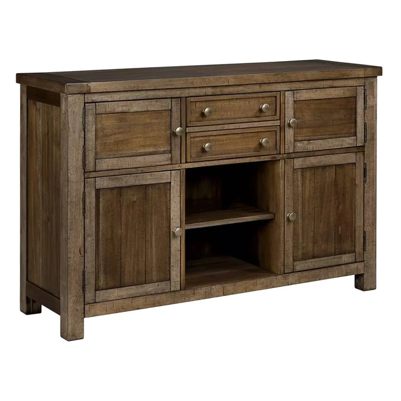 Buffet en bois/placage brun vieilli avec 4 portes et 2 tiroirs - Moriville