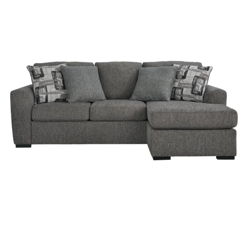 Sofa en tissu gris étain avec chaise longue & coussins - Gardiner