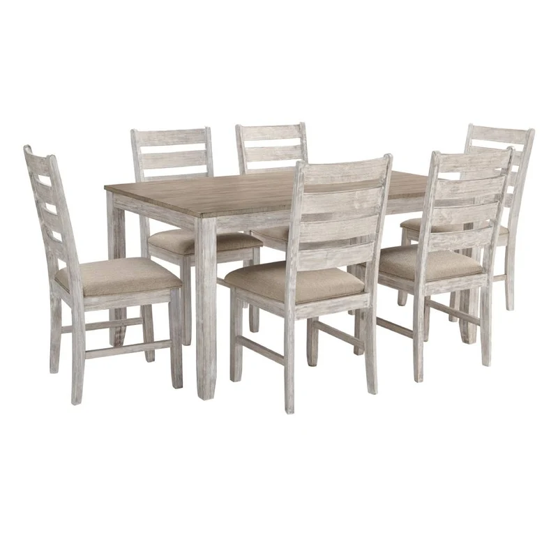 Ensemble de salle à manger avec 6 chaises d'une assise rembourrée - Skempton