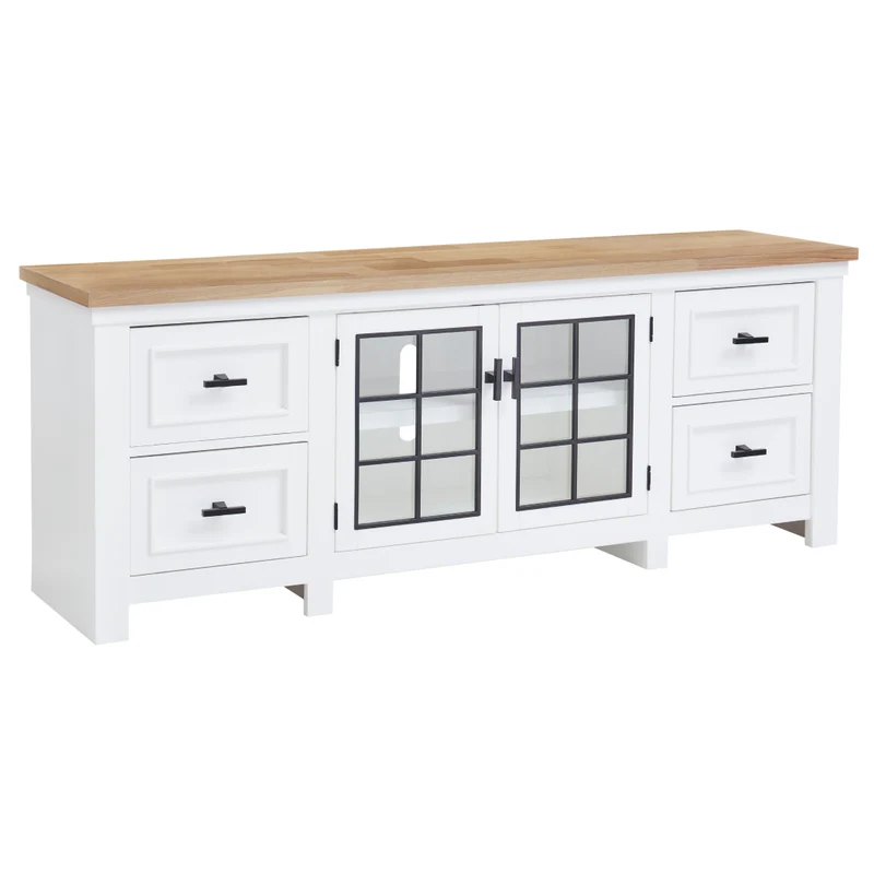 Meuble de télévision en bois/placage bicolore avec 4 tiroirs - Ashbryn