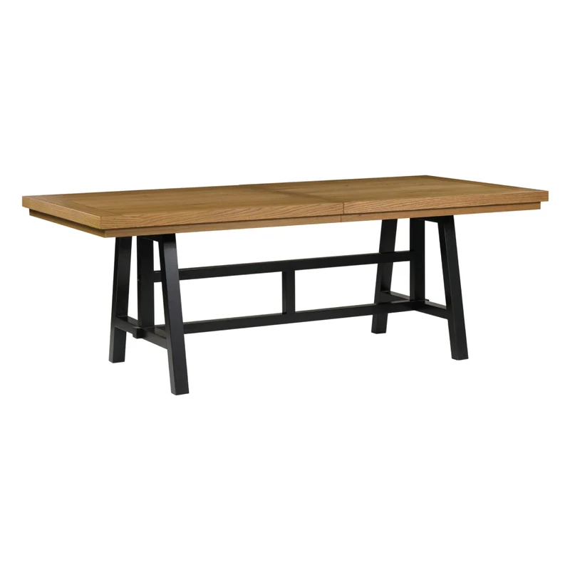 Table de salle à manger extensible en bois/placage de chêne rustique - Galliden