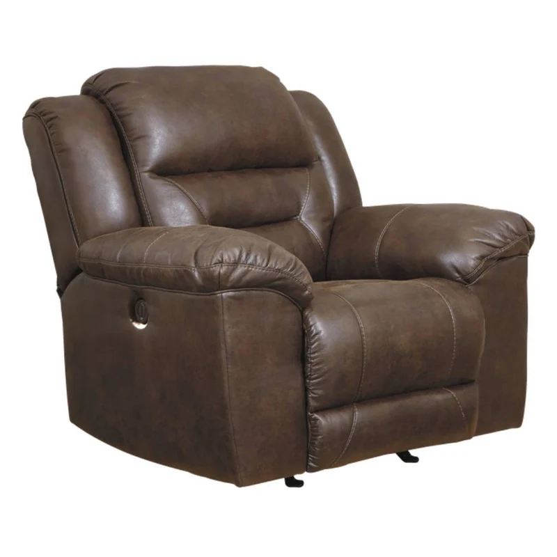 Fauteuil berçant et inclinable motorisé aspect cuir - Stoneland