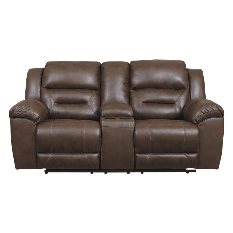 Causeuse inclinable aspect cuir avec console - Stoneland