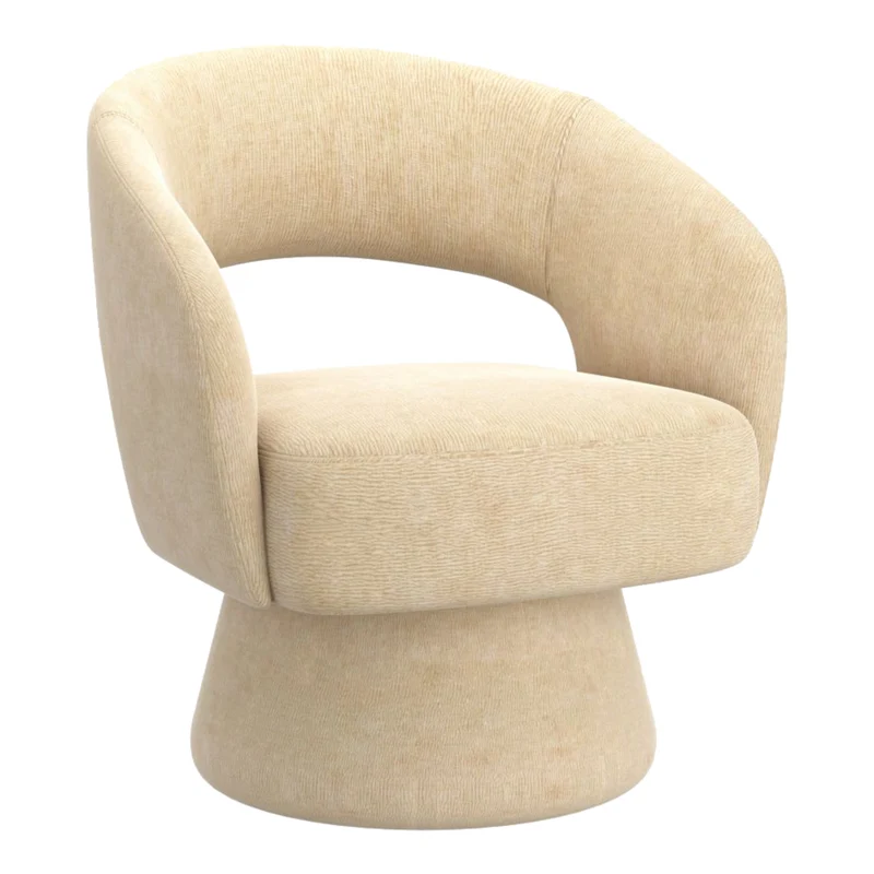 Chaise d'appoint pivotante en tissu chenille texturé - Santo