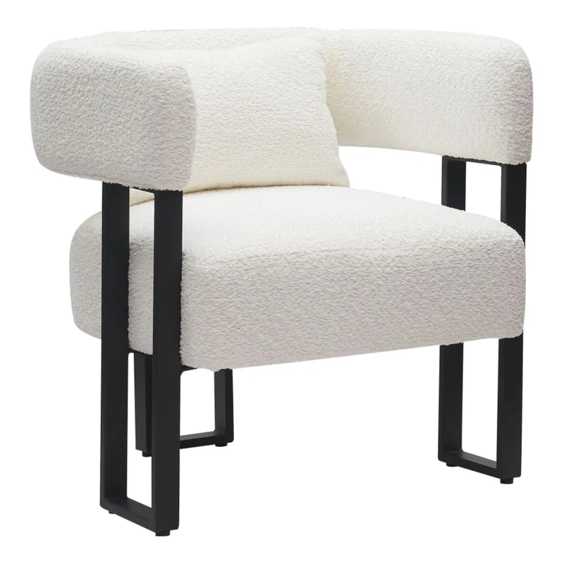 Chaise d'appoint en tissu bouclé et métal noir - Scarlet