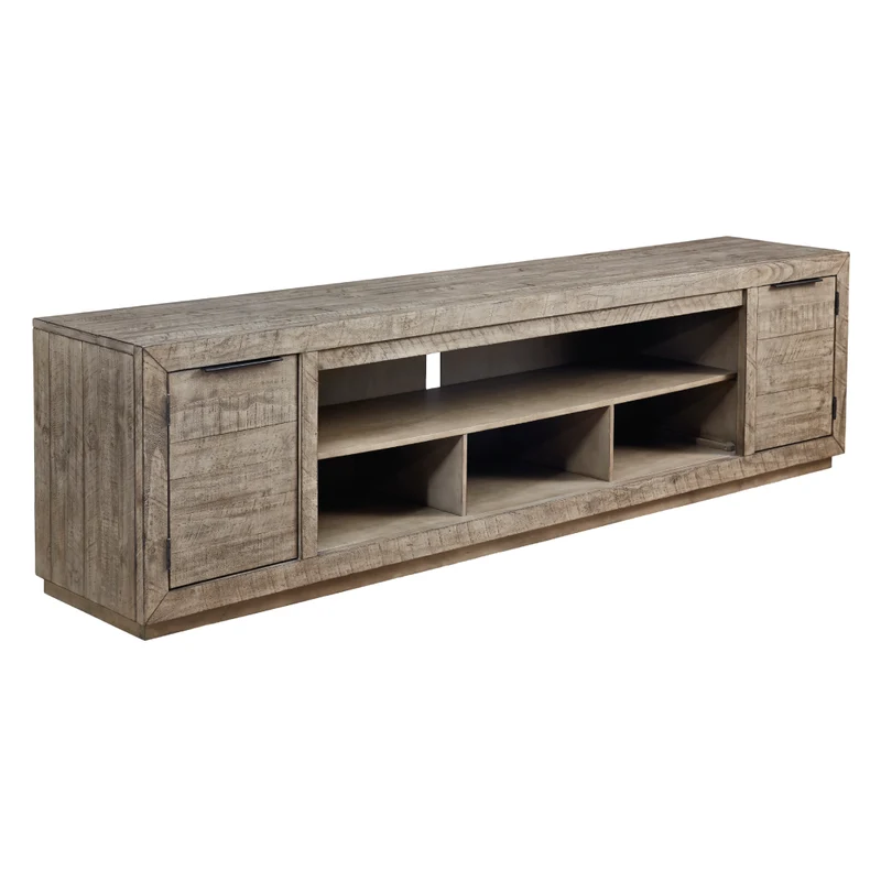 Meuble de télévision en bois/placage de pin gris vieilli - Krystanza