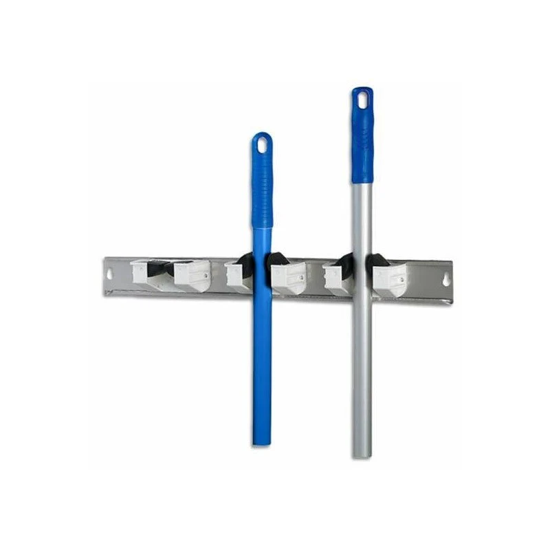 Porte-balais mural rail aluminium 50 cm + 3 supports