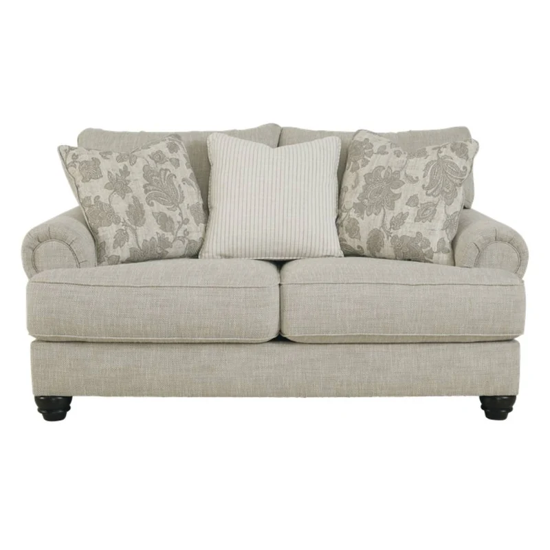 Causeuse en tissu beige pâle avec coussins - Asanti