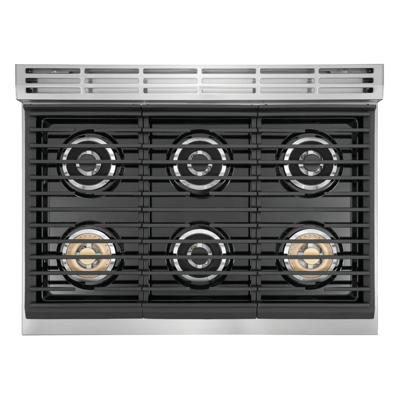 Plaque de cuisson au gaz avec ventilation intégrée 36 po 6 brûleurs inox