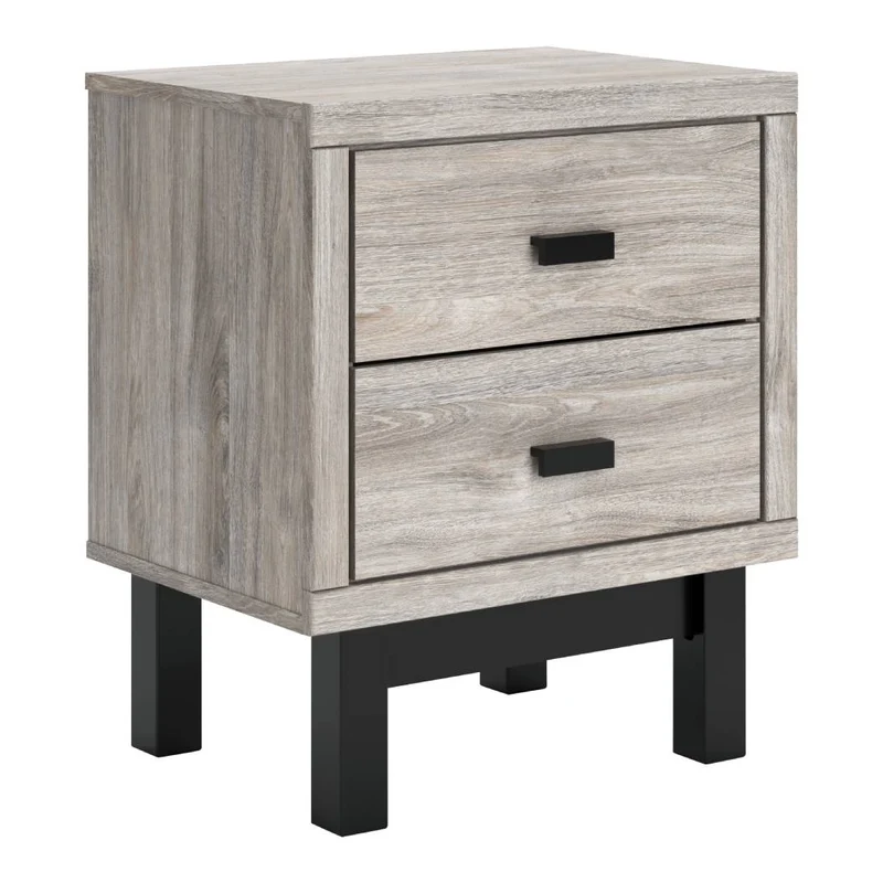 Table de chevet à 2 tiroirs en bois/placage bicolore - Vessalli