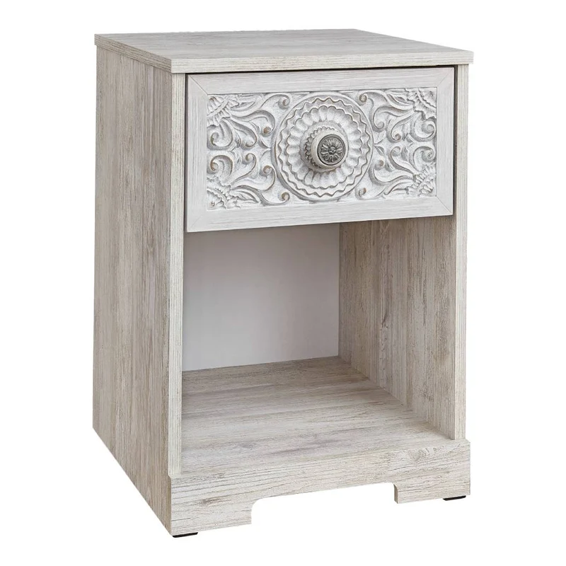 Table de chevet à 1 tiroir en bois/MDF blanc usé - Paxberry