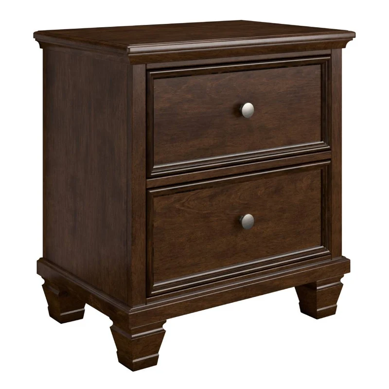 Table de chevet à 2 tiroirs en bois/placage brun foncé - Danabrin