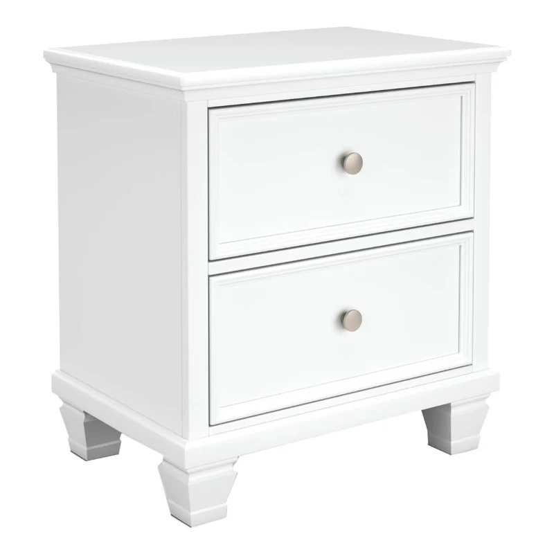 Table de chevet à 2 tiroirs en bois/MDF blanc - Fortman