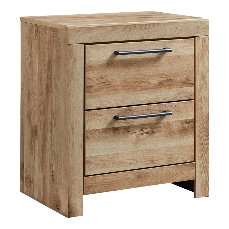Table de chevet à 2 tiroirs en bois/placage brun clair - Hyanna