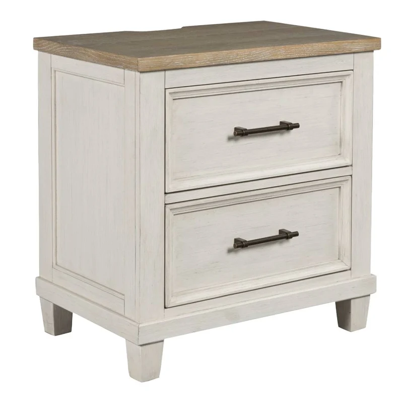 Table de chevet à 2 tiroirs en bois/placage bicolore - Shaybrock