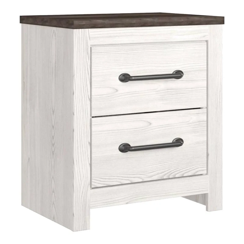 Table de chevet à 2 tiroirs en bois/placage bicolore - Gerridan