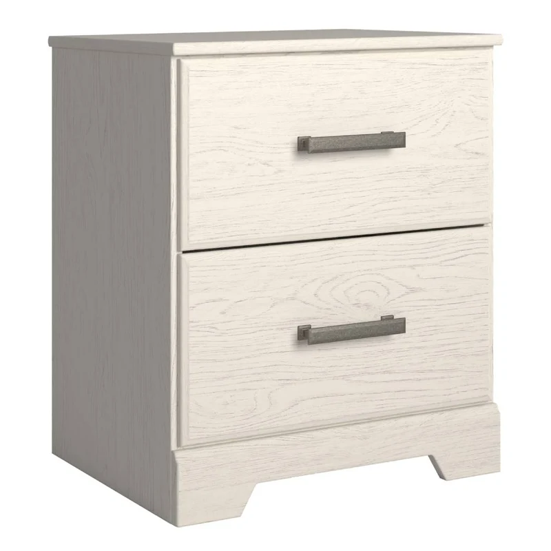 Table de chevet à 2 tiroirs en bois/placage blanc - Stelsie