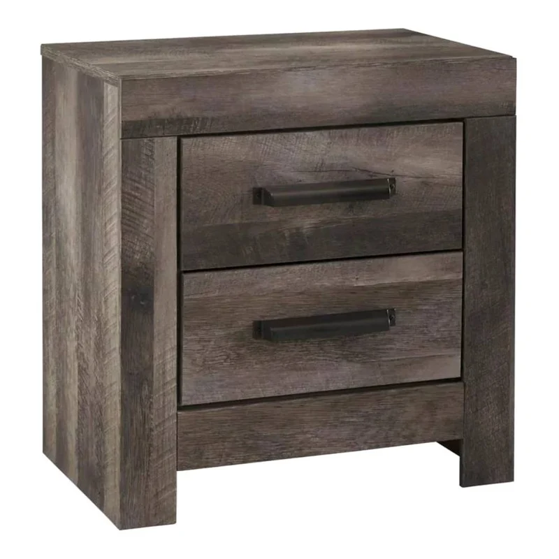 Table de chevet à 2 tiroirs en bois/placage gris rustique - Wynnlow