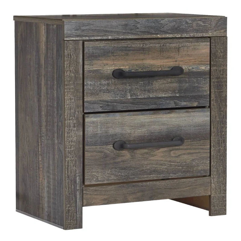 Table de chevet à 2 tiroirs en bois/MDF multi gris - Drystan