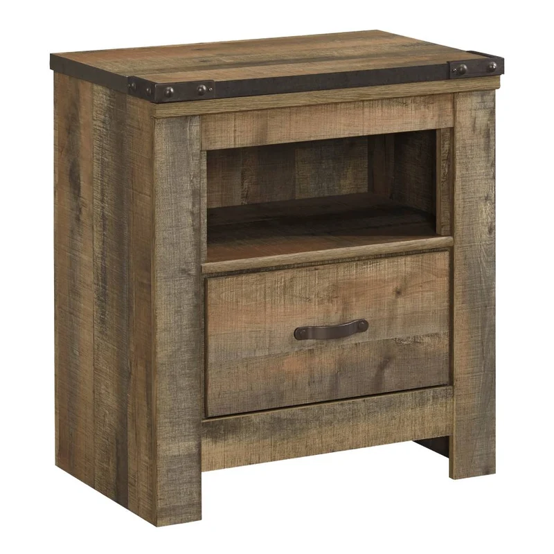 Table de chevet à 1 tiroir en bois/placage brun - Trinell