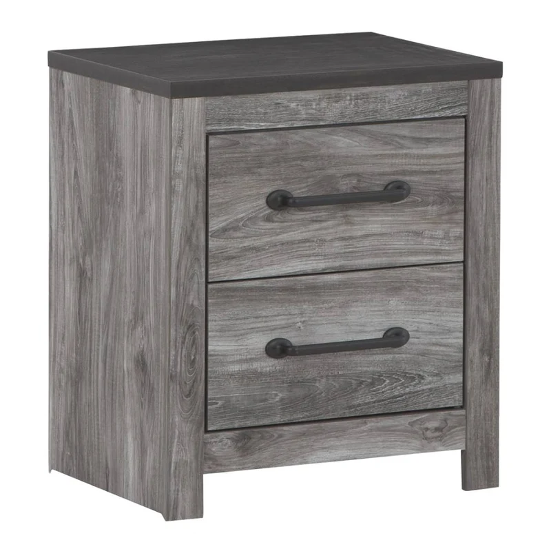 Table de chevet à 2 tiroirs en bois/MDF gris foncé - Bronyan