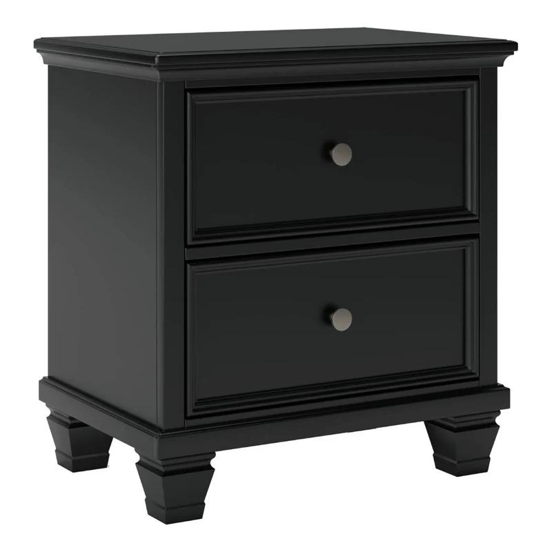 Table de chevet à 2 tiroirs en bois/placage noir - Lanolee
