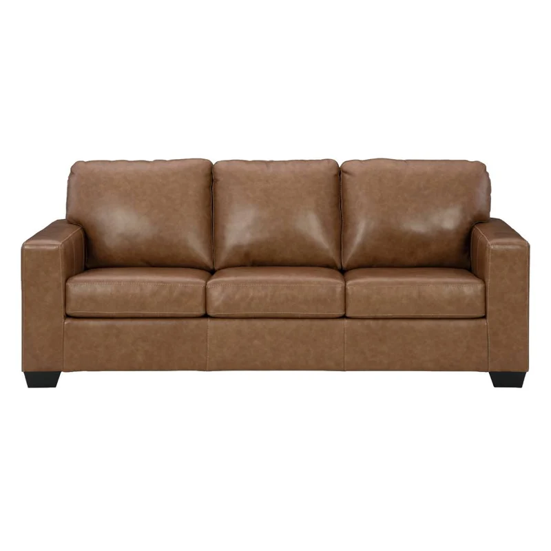 Sofa-lit en cuir brun caramel avec matelas 60 po - Bolsena