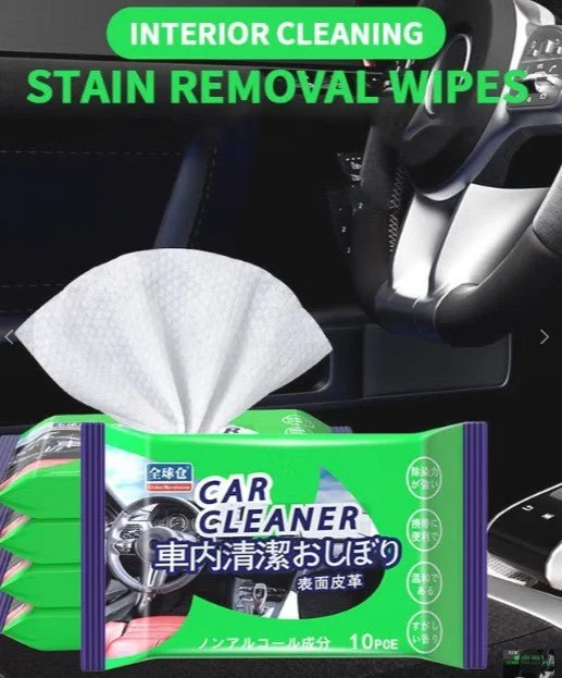 Lingettes nettoyantes pour voiture (humides) en paquet de 10 pour sièges, tableau de bord et plus encore - Idéales pour votre Tesla