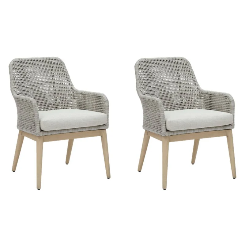 Ensemble de 2 chaises extérieures en tissu Nuvella et osier gris pâle - Seton Creek