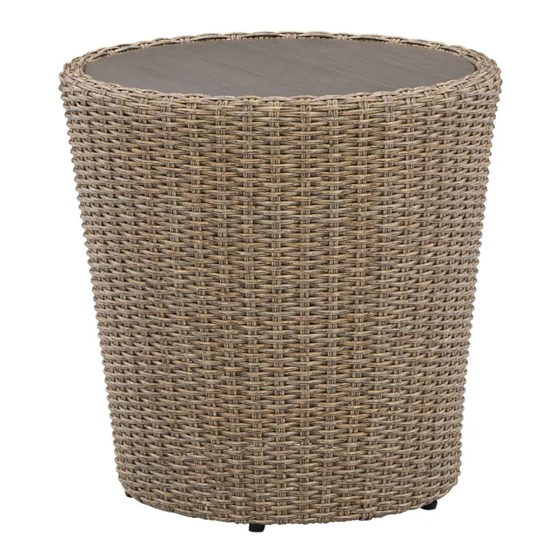 Table de bout extérieure en aluminium et en osier brun - Danson