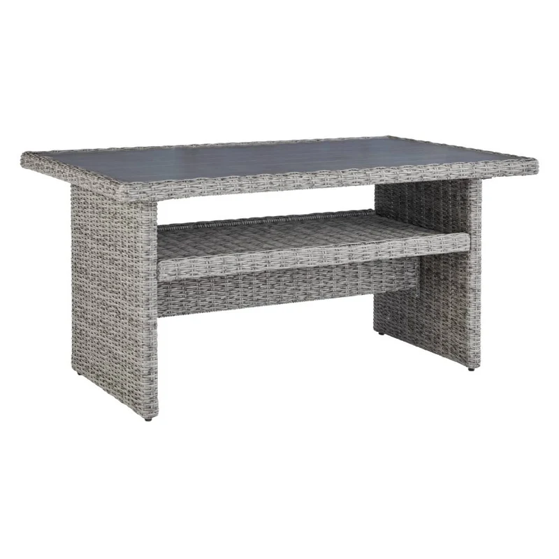 Table basse extérieure en aluminium et en osier gris pâle - Naples Beach