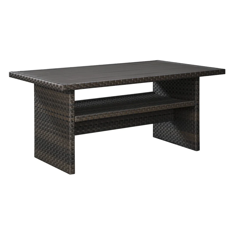 Table à manger extérieure en aluminium et rotin brun foncé - Easy Isle