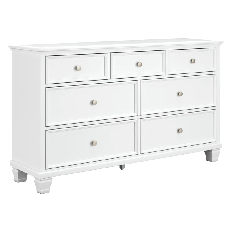 Bureau à 7 tiroirs en bois/MDF blanc - Fortman
