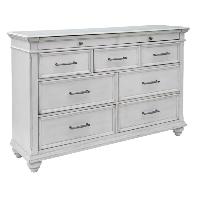 Bureau à 9 tiroirs en bois/placage blanc - Kanwyn