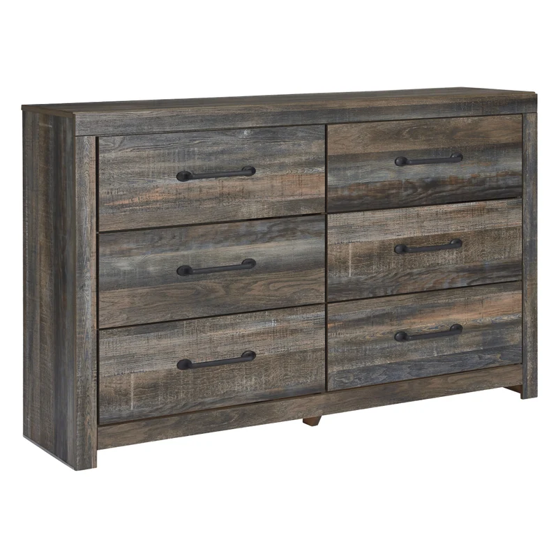 Bureau à 6 tiroirs en bois/MDF multi gris - Drystan