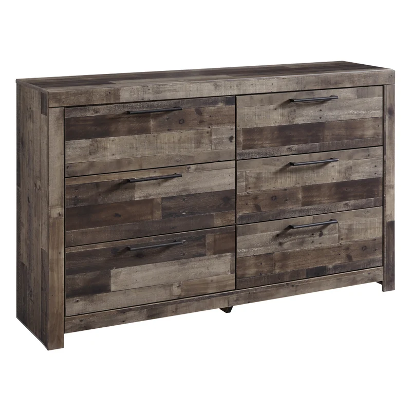 Bureau à 6 tiroirs en bois/placage multi gris - Derekson