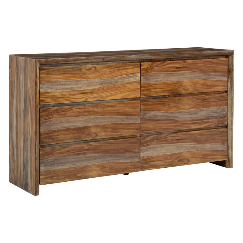 Bureau à 6 tiroirs en bois/MDF brun naturel - Dressonni