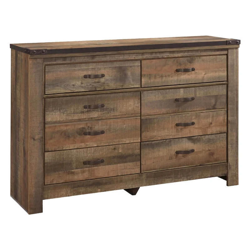 Bureau à 6 tiroirs en bois/placage brun - Trinell