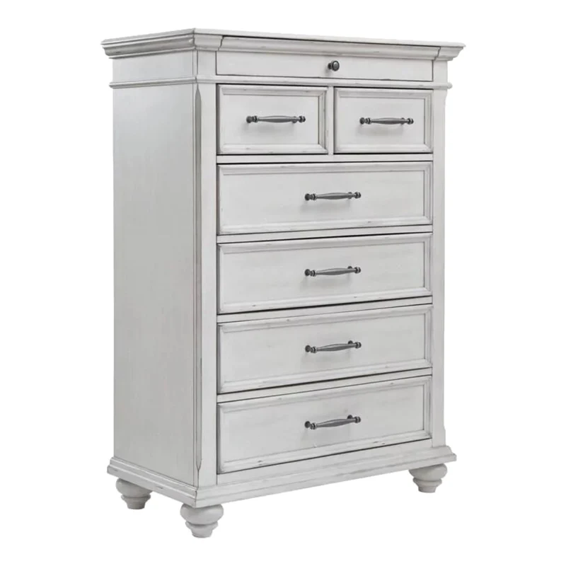 Commode à 7 tiroirs en bois/placage blanc - Kanwyn