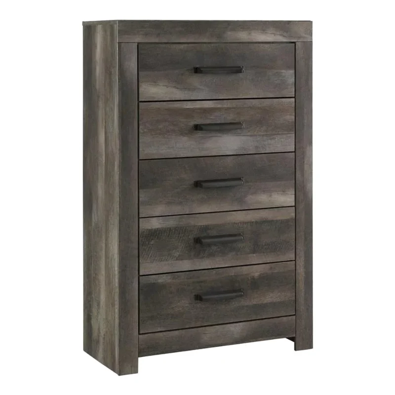 Commode à 5 tiroirs en bois/placage gris rustique - Wynnlow