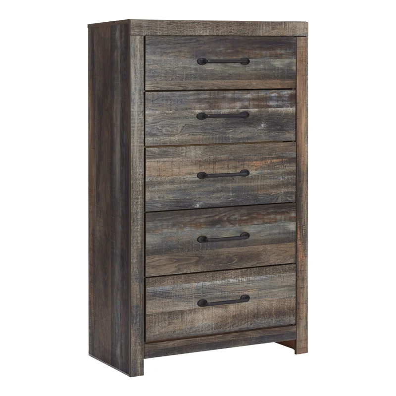 Commode à 5 tiroirs en bois/MDF multi gris - Drystan
