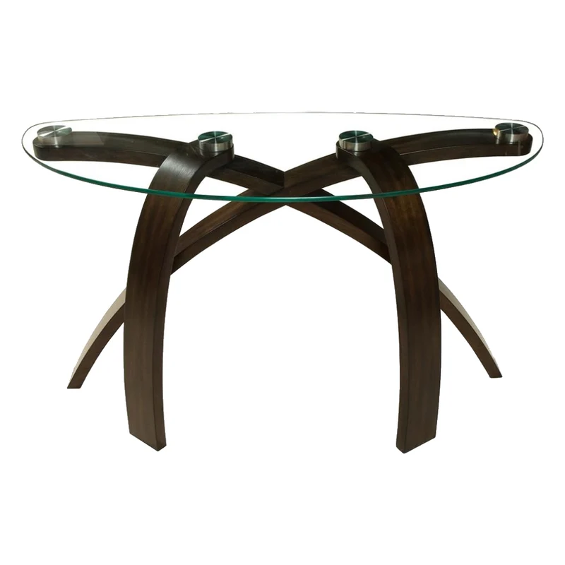 Table console en verre trempé et bois de noyer - Allure